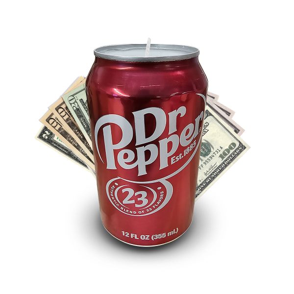 Dr Pepper Soda Pop Cash Candle - REAL MONEY INSIDE EVERY DR PEPPER MONEY CANDLE Online Sale